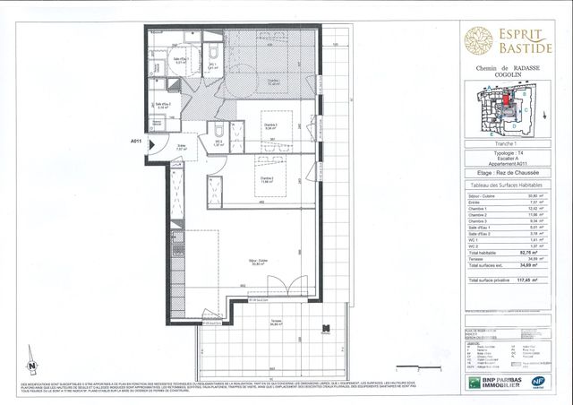 Appartement F4 &agrave; vendre - 4 pi&egrave;ces - 82,76 m2 - Cogolin - 83 - PROVENCE-ALPES-COTE-D-AZUR